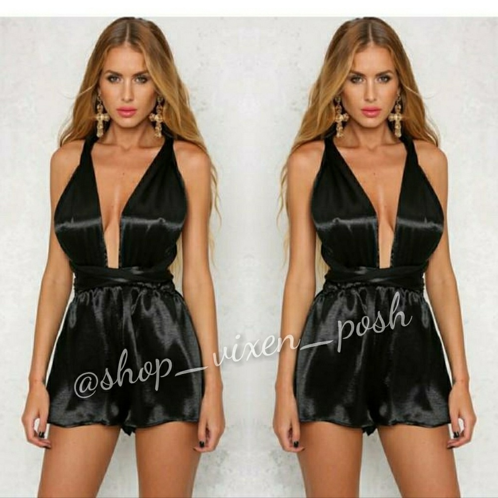 💣 HOT 💣Black Satin Multi-Way Romper | ASOS